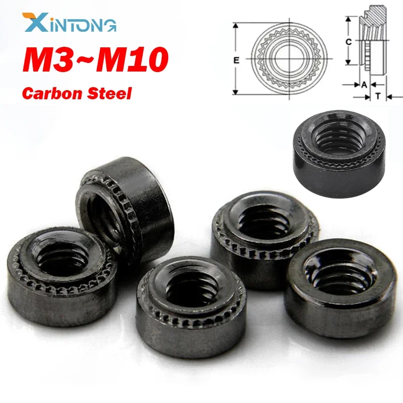 Black Carbon Steel M3 M4 M5 M6 M8 M10 CLS Self-Clinching Insert Nutsert Nut Press Rivet Nut Rivnut Slab 0.8mm-3.18mm