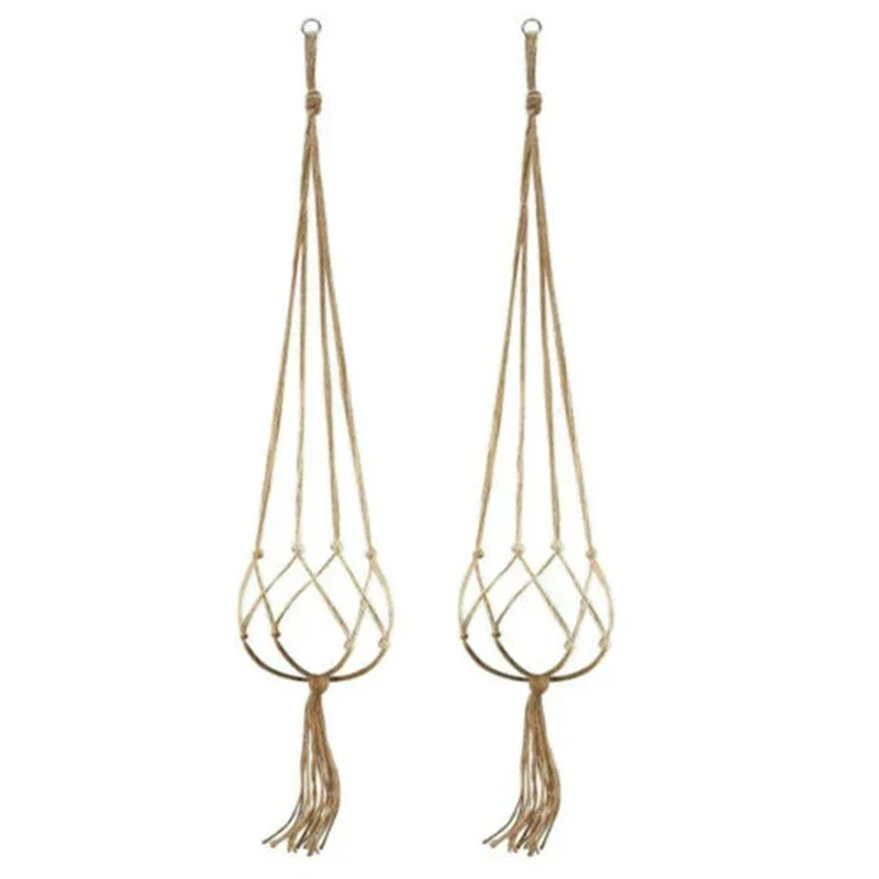 

4PCS Knotted Macrame Plant Hanger Vintage Cotton Linen Flowerpot Basket Lifting Rope Hanging Basket Pot Holder Garden Tools