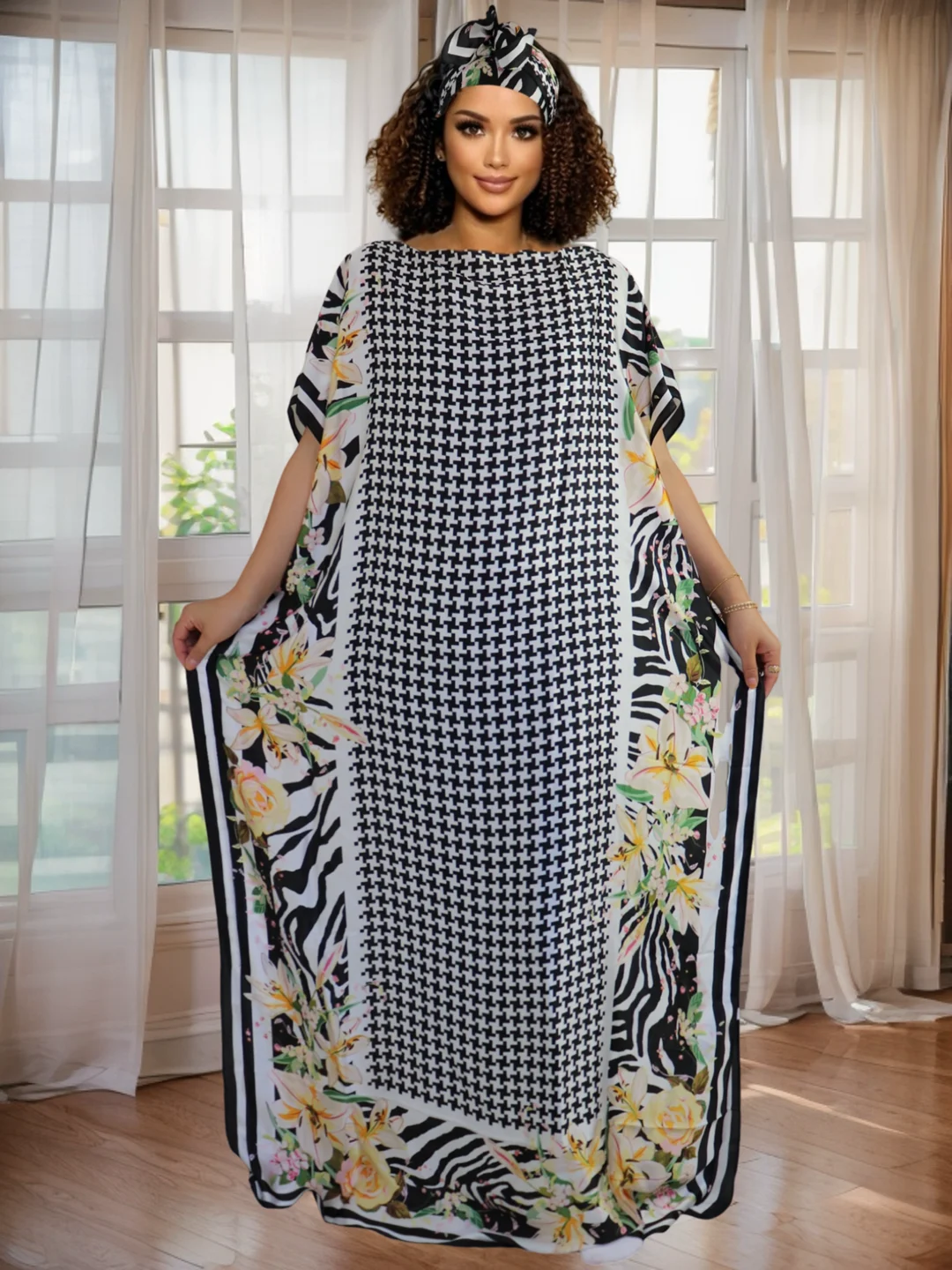 Vestido casual con estampado Dashiki para mujer - Vestido holgado con estampado étnico africano