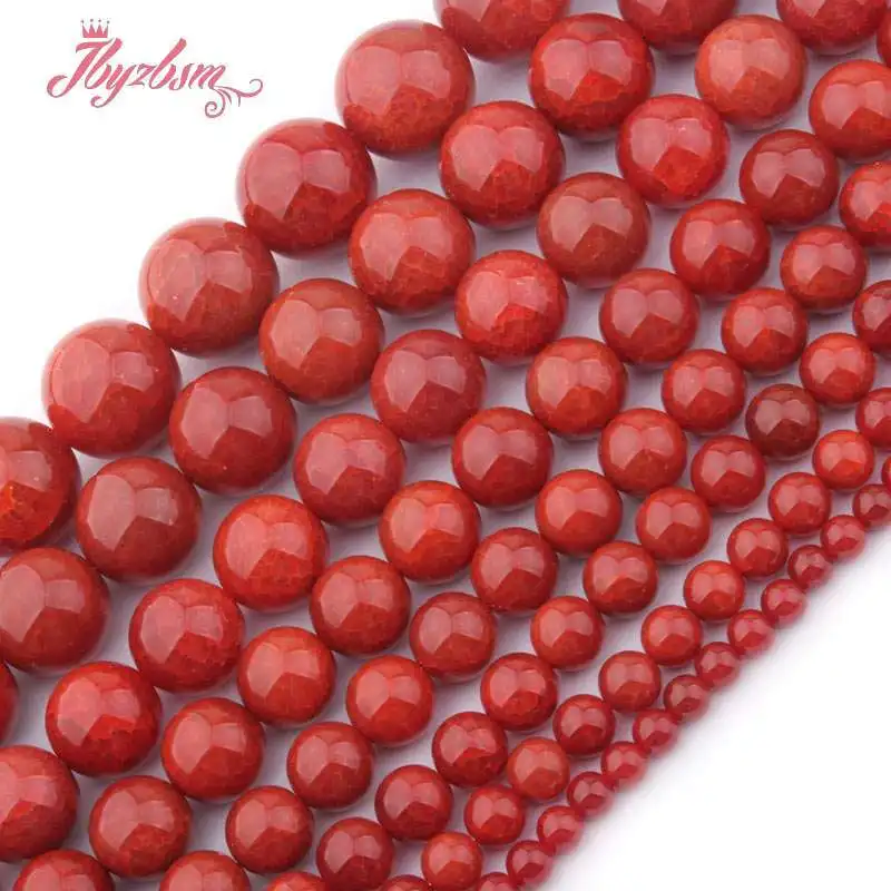 Natural Red Bead Agate Smooth Faceted Cracked Round Stone Necklace Bracelets Beads 15 inches for Jewelry Making Bead 6/8/10/12mm