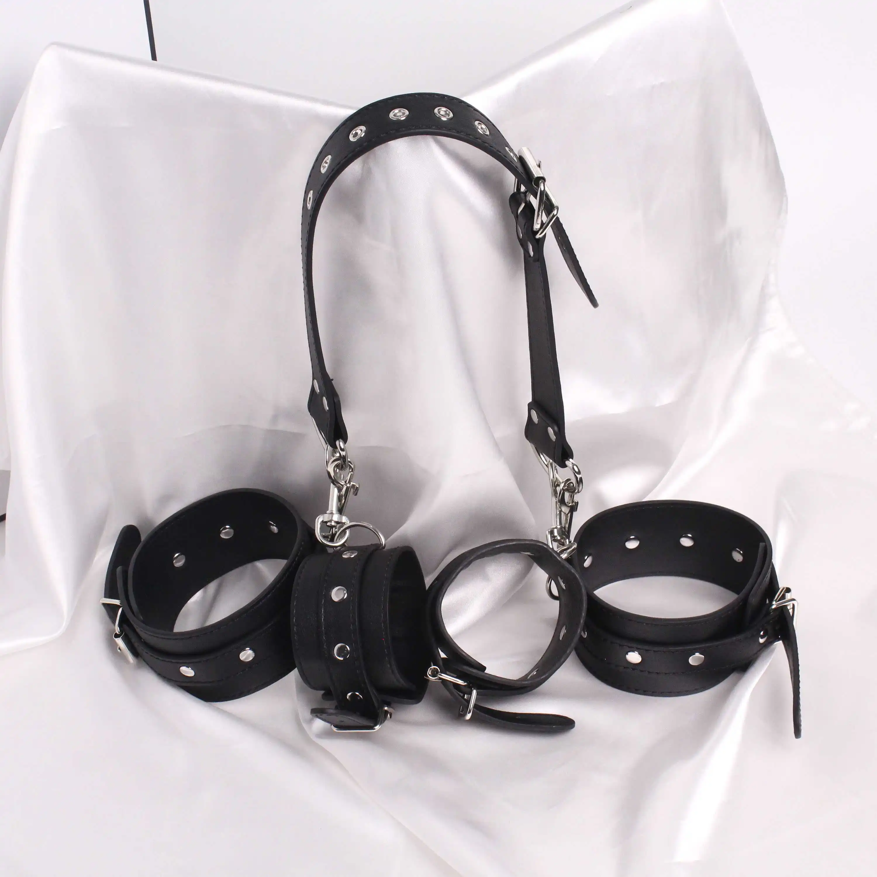 Faux Leather Wrist Cuffs Armbinder Straps Back Handcuffs Games Leather Harness BDSM Bondage Accessories Sets Sex Toys for Adults