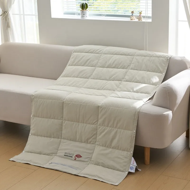 Solid color down quilt portable multi-functional goose down quilt lunch break home leg blanket outdoor camping trip