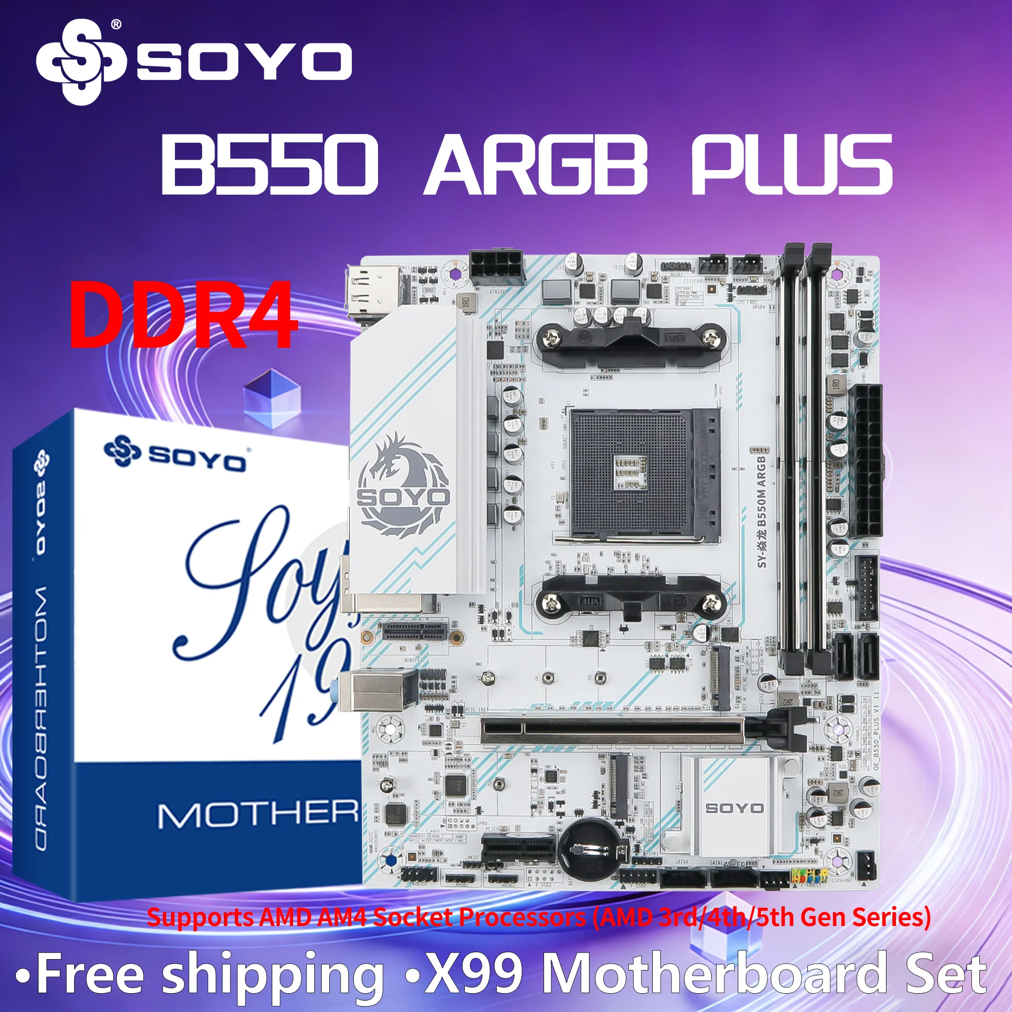 B550M Argb Amd Am4 Motherboard Ddr4 64Gb Pcie 4.0 X16 HDMI Dp Type-C M.2 Nvme for Pc Gaming Compatible with Amd 3/4/5Th Gen Processors