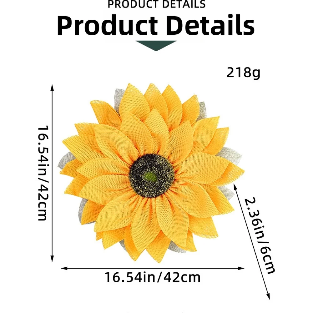 Sunflower Garland in Burlap Material for Thanksgiving Rustic Decor European For american Wall Door Table 42x42x6cm