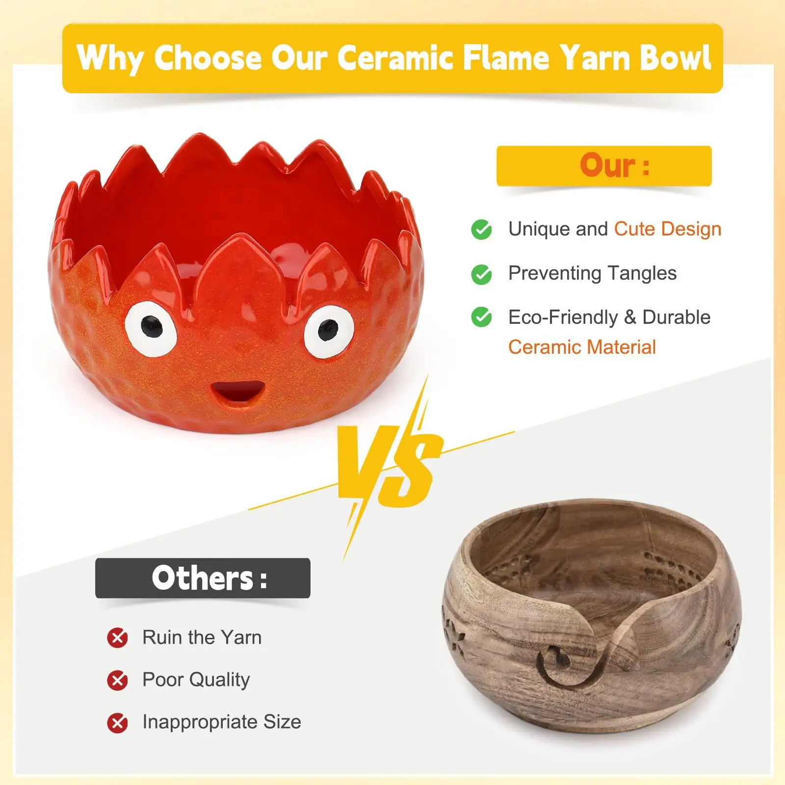 Yarn Bowl Ceramic Reusable Knit and Crochet Storage Yarn Organizer for Crochet Lovers Beginners Knitting Lovers