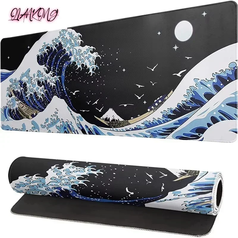 Japão ondas mouse pad gamer xl casa personalizado computador hd mousepad xxl teclado mecânico tapete antiderrapante tapetes de mouse de escritório