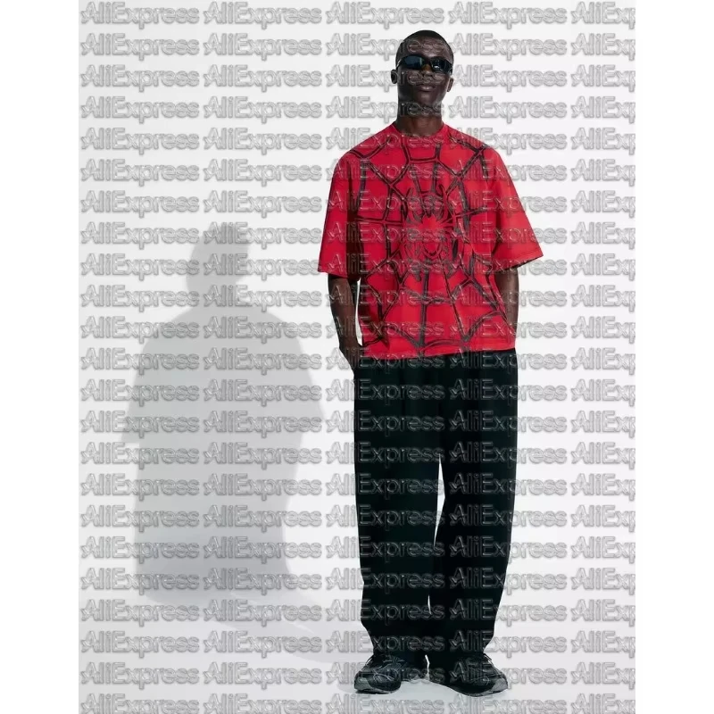 Summer 2026 Red Spider Print T-shirt Fashionable Casual Loose Comfortable Sportswear for Adults And Children