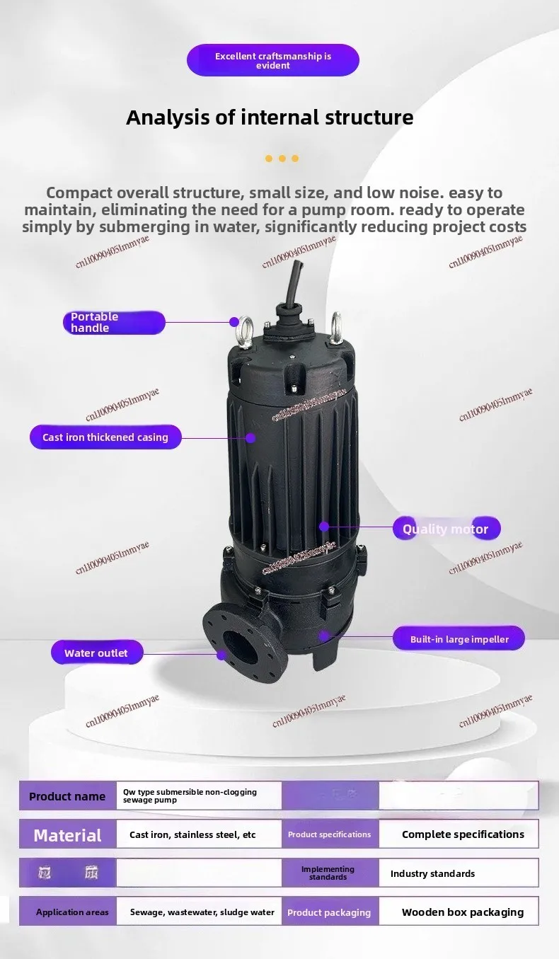 Submersible Pump WQ Submersible Sewage Pump Non-clogging Stainless Steel Submersible Sewage Pump