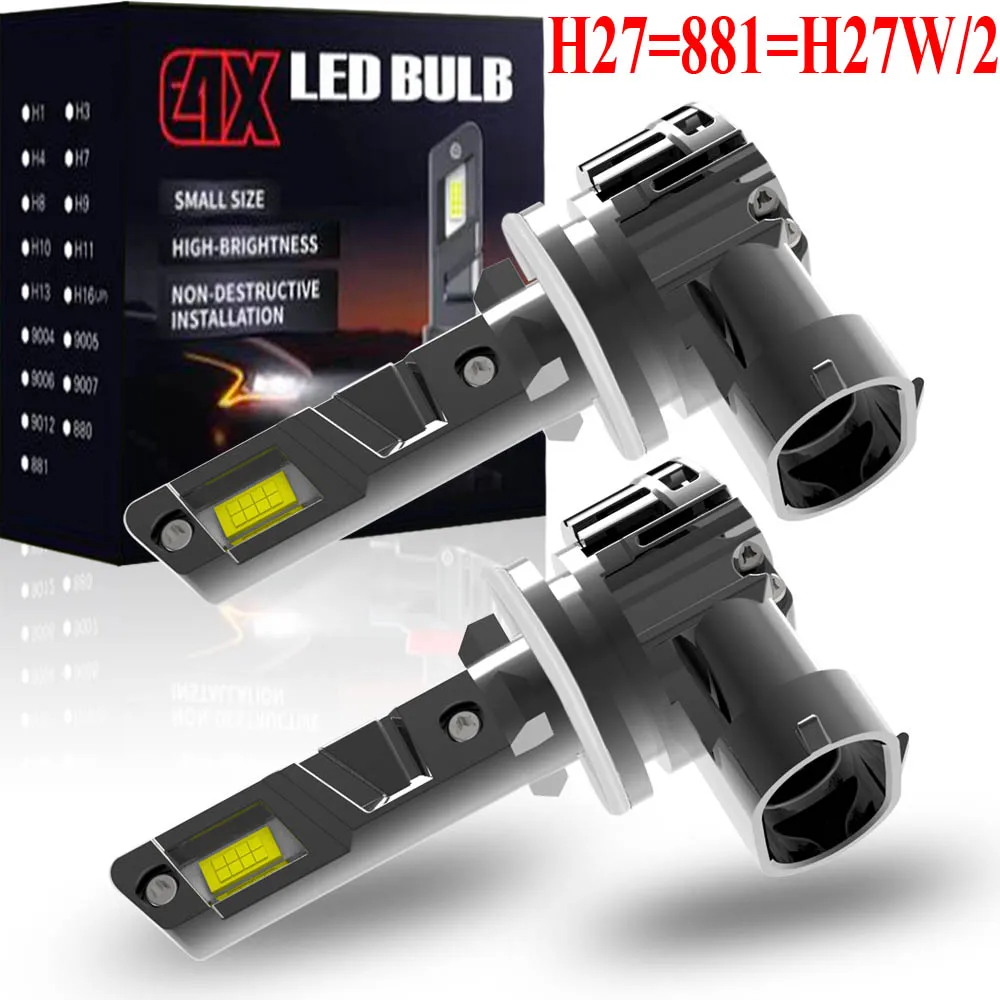 2pcs H27W/2 881 PGJ13 LED Headlight Bulbs 12V White Motorcycle Fog Lamp Canbus Error Free No Adapter Required Car Turbo Diode