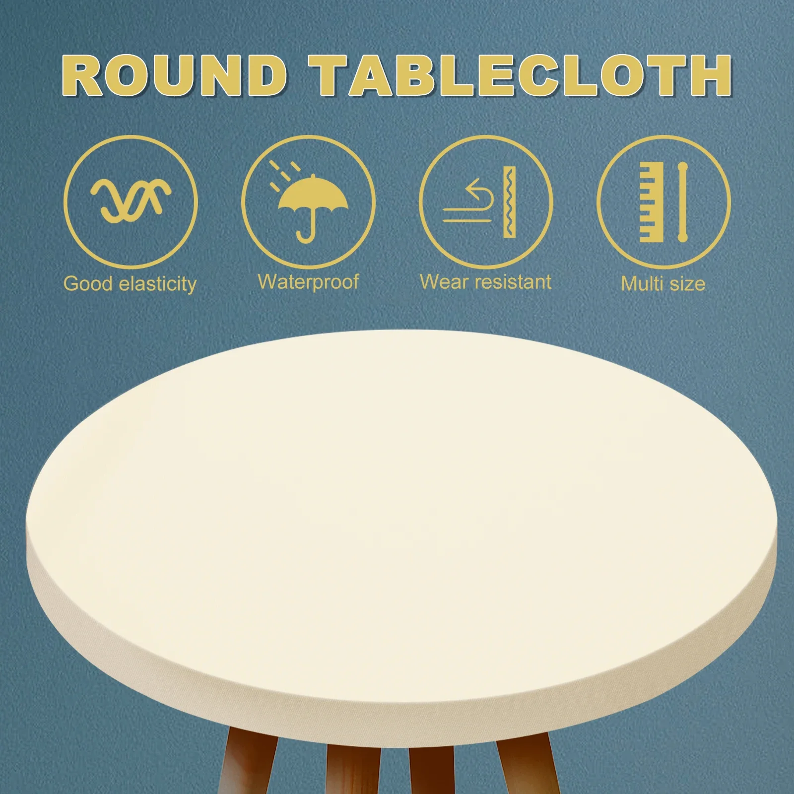 Round Tablecloth Waterproof Round Table Cover Elastic Table Protector Wear Resistance Table Covers NEW