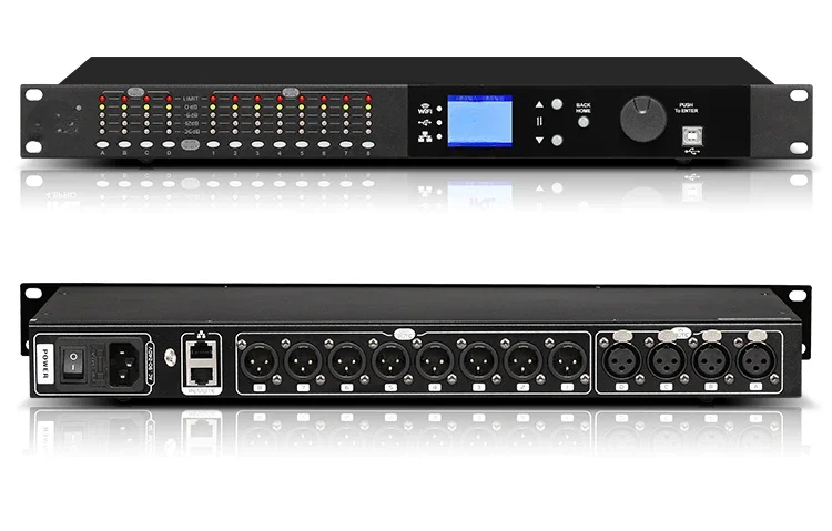 4 in 8 out audio processor digital noise bar stage professional multi-function frequency division delay line array audio