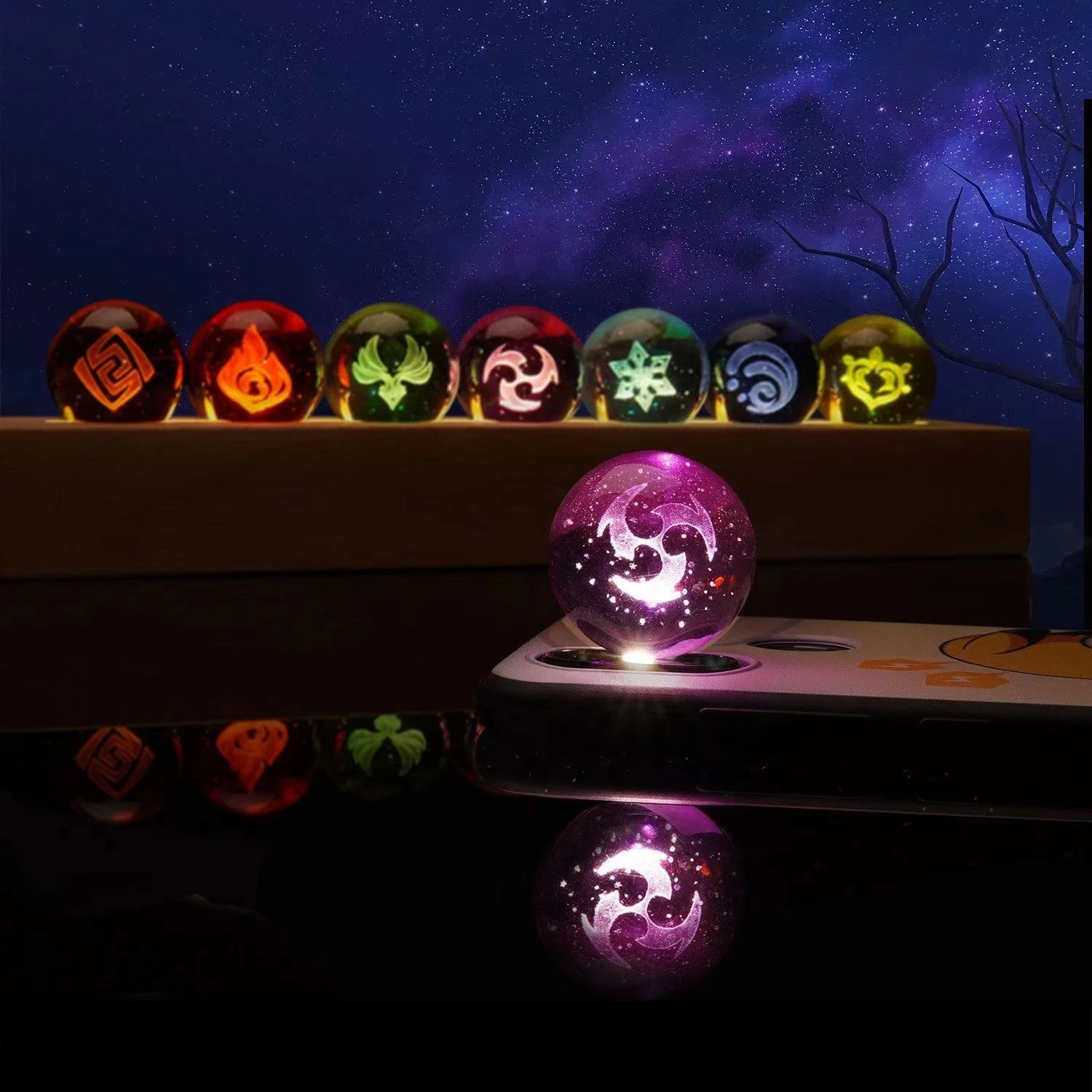 Boule de cristal Shoe stéréoscopique 3D, périphérique de jeu d'anime, œil de Dieu, ornements de bureau, dessin animé secondaire, cadeau de vacances Yuan