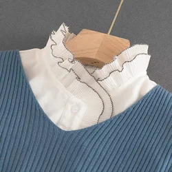 New Top-grade Wrinkled Shirt Fake Collar For Shirt Collars Solid Shirt Lapel Blouse Top Men Women Black White Girls Top Clothes