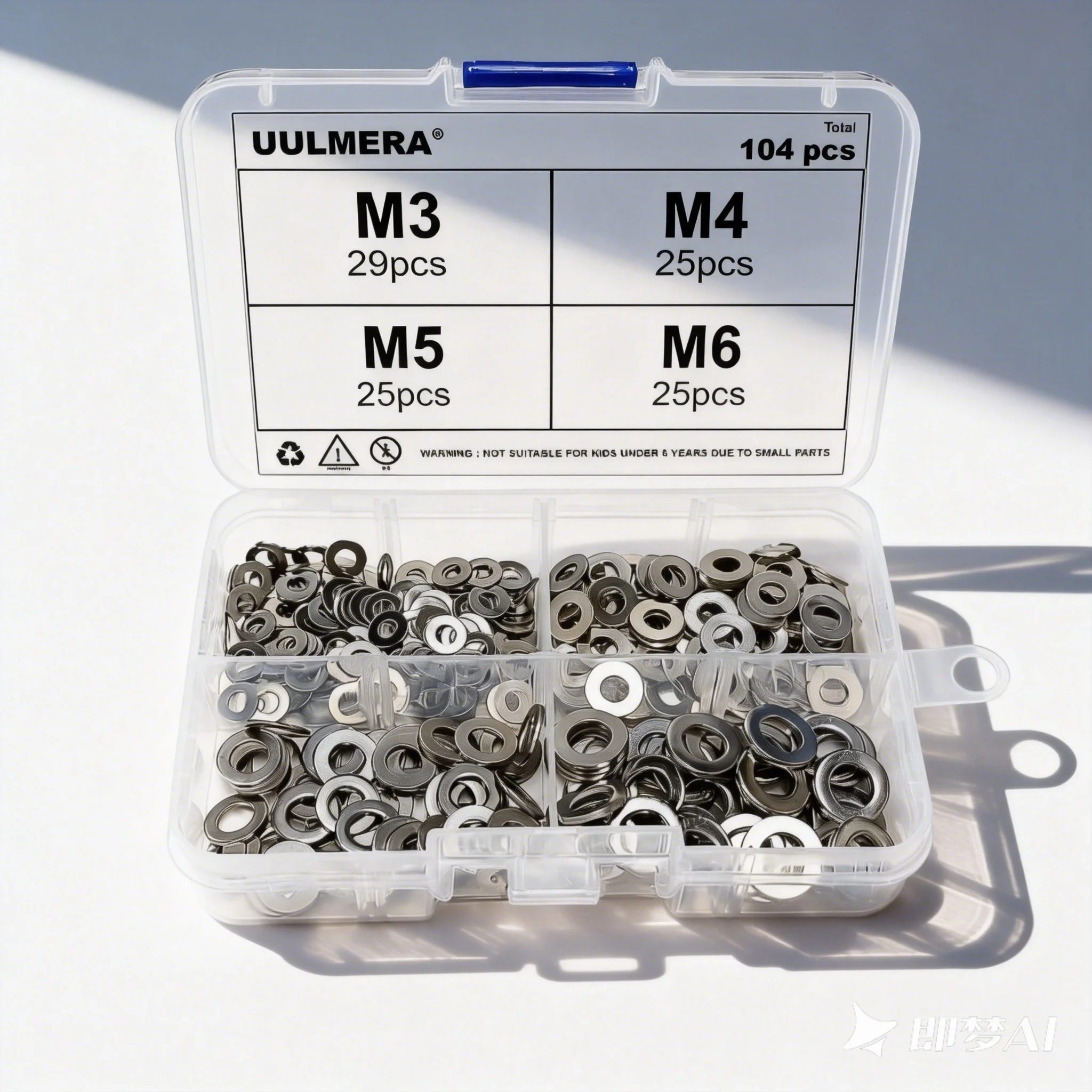 268pcs/104pcs Lock and Flat Washer Assortment Kit Stainless Steel M3 M4 M5 M6 M8 M10 Spring Lock Washers and Flat Washers Set