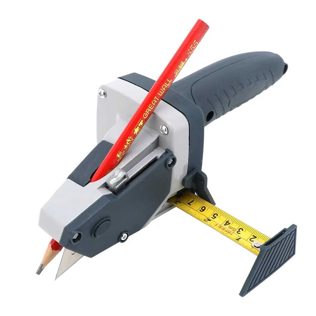 Gypsum Board Cutter Tool Kit with Tape Measure, Pencil, and 5 Extra Blades - Professional Drywall Cutting Equipment