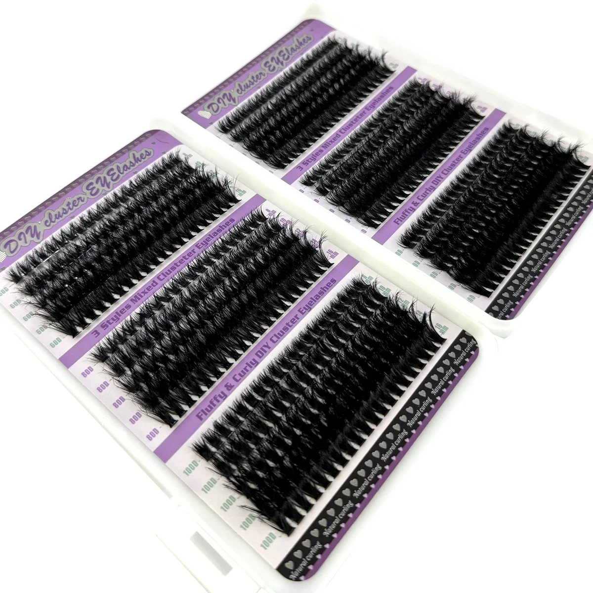 600 pz Ciglia Individuali Libro Cluster Estensioni 60D/80D/100D Naturale Lungo FAI DA TE a Casa Cluster Ciglia Strumenti di Trucco False Cils