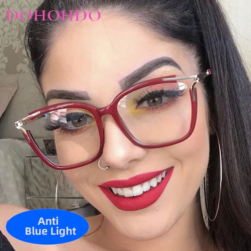 

Luxury Personality TR90 Metal Square Frame Optical Glasses Women Men Fashion Design Computer Reading Anti-Blue Light Eye Eyewear