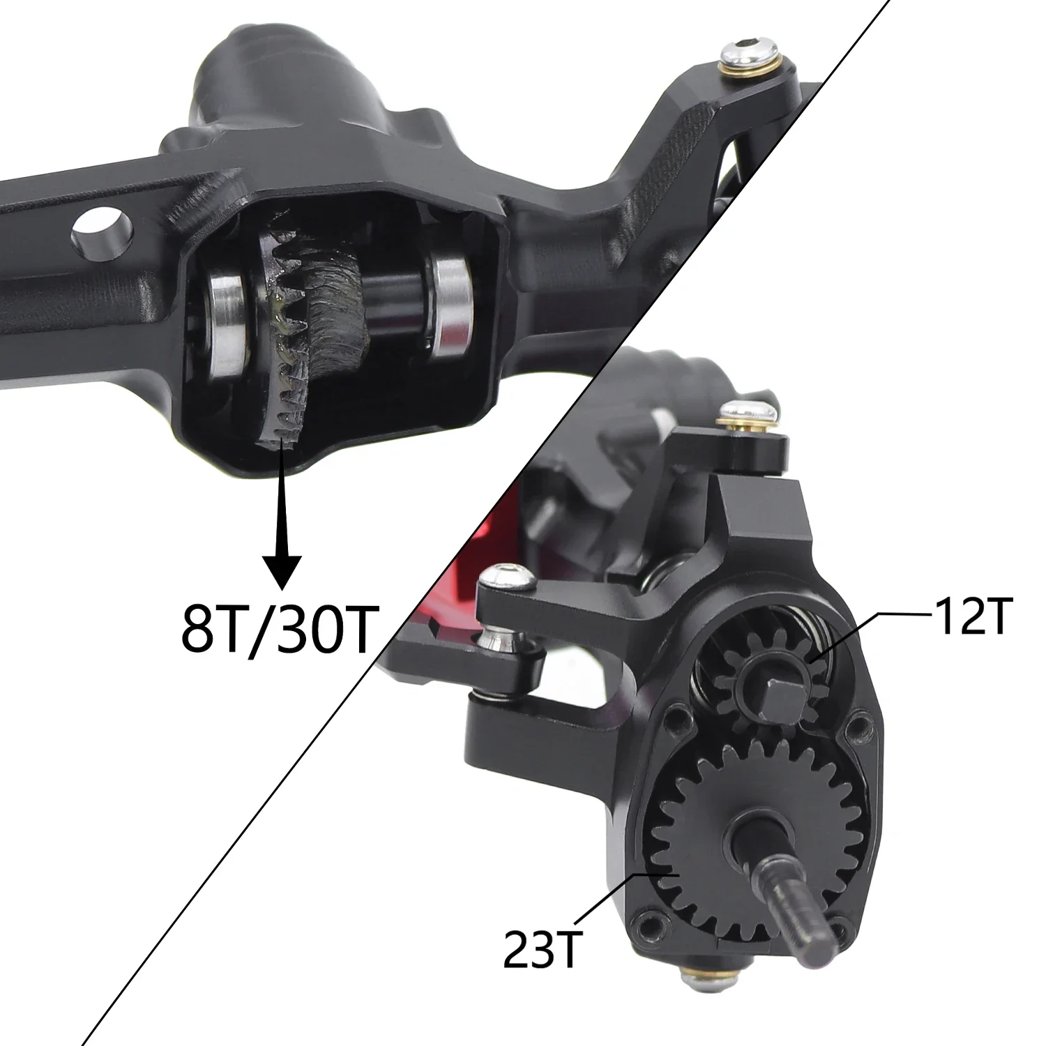 Aluminum AR45P Offset SCX10 III Front Rear Portal Axle Set With 3-Section CVD Driveshaft Two Servo Mount For 1/10 RC Crawler Car