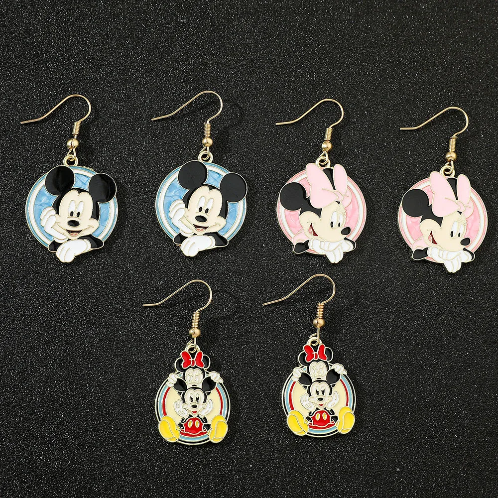 Disney Cartoon Anime Characters Mickey Mouse Earrings Fashion Cute Rotundity Mickey Mouse Ear Studs For Women Jewellery Gifts