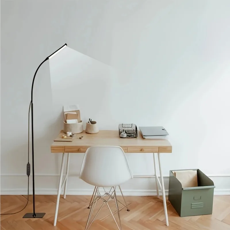 Lámpara LED de pie para mesa o suelo, luz de trabajo de pie, Flexible, con cuello de cisne, para decoración de habitación interior