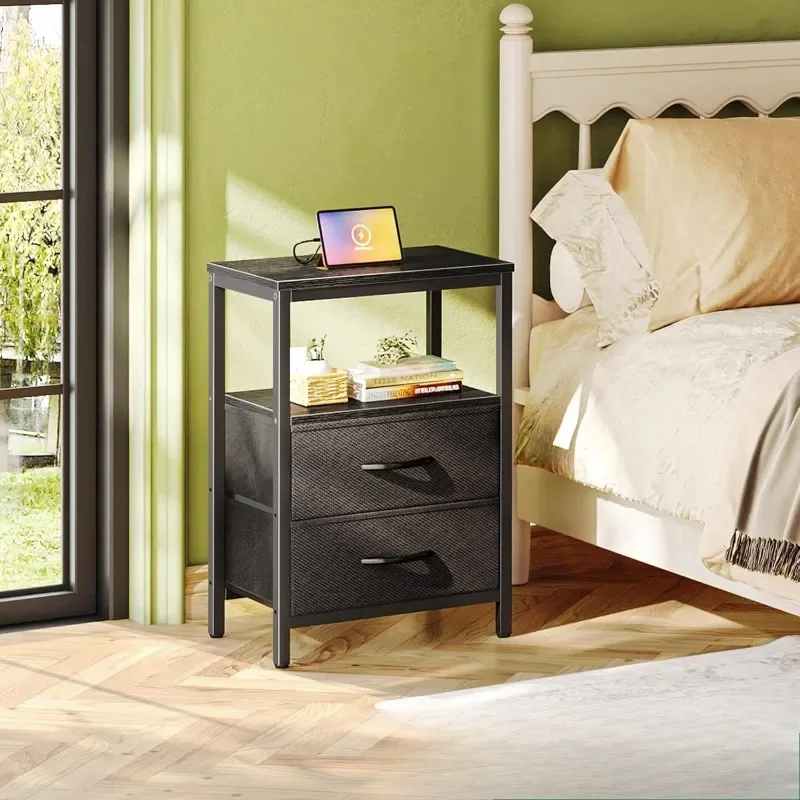 Bedroom bedside locker, including charging bedside table, small study against the wall, multi-layer storage locker