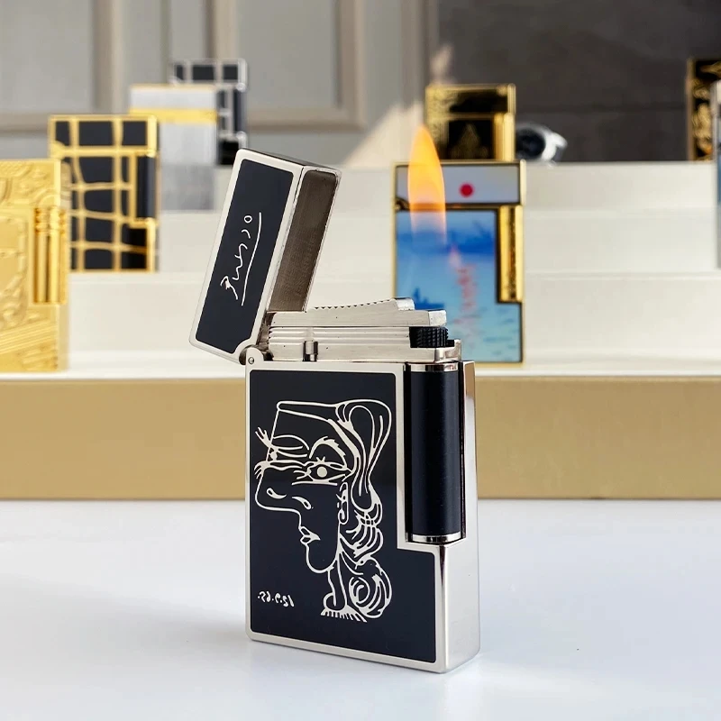 

New commemorative edition single and double flame luxury lighter Ping Sound natural paint cigarette smoking butane lighter