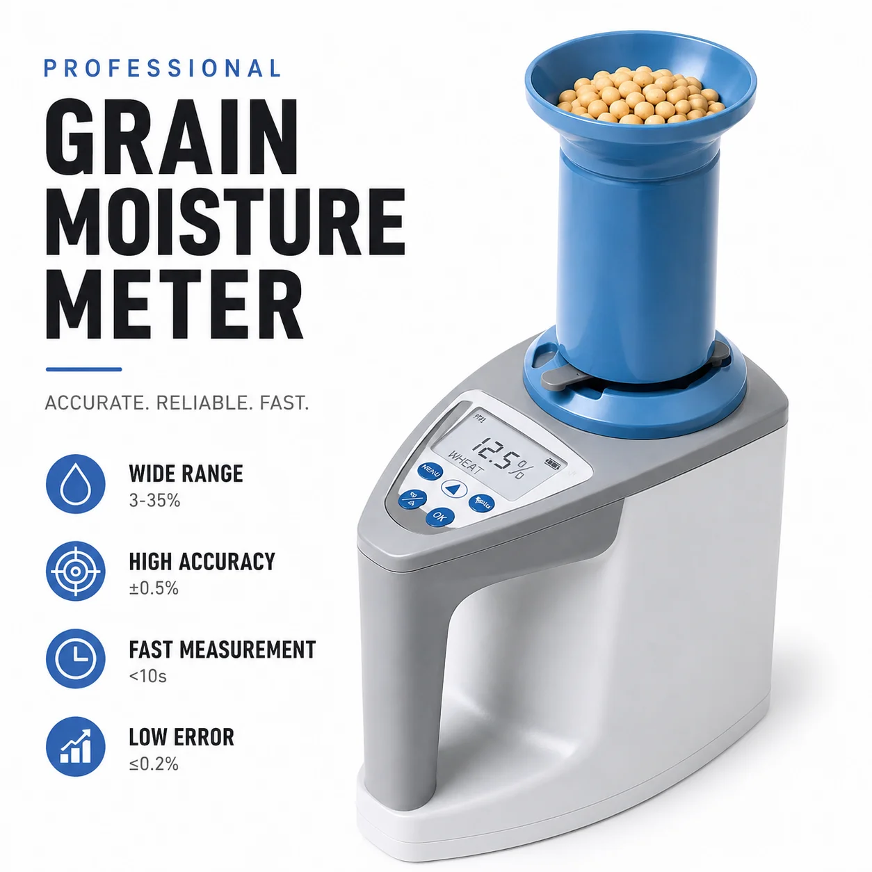 

High Accurate Grain Moisture Detector Multifunctional Humidity Density Temp Analyzer LCD Digital Grain Testing Tool for Wheat