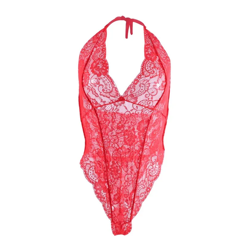 New Women\'s See-through Lace Bodysuit Sexy Lingerie Pajamas Floral Hollowed Out Teddy Outfit Tights Erotic Lingerie Sex Costumes