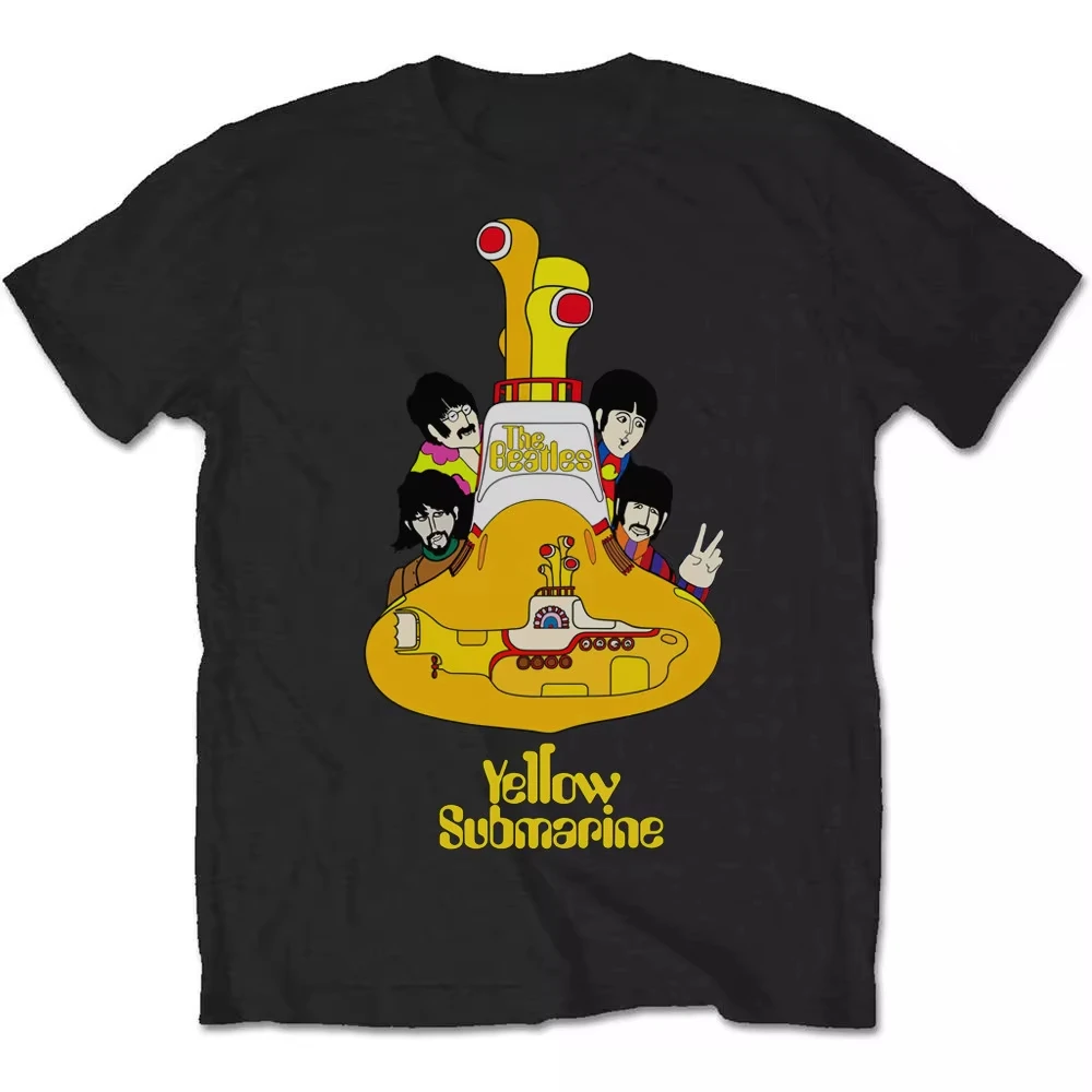 Yellow Submarine Montage Grey The Beatles Band T-Shirt Cotton Graphic Tee Men Women Summer Streetwear