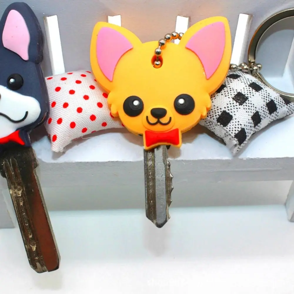 Cartoon Key Protective Case Cute Animals Shape PVC Key Dust Cover Dog Key Pendant Coat Keys