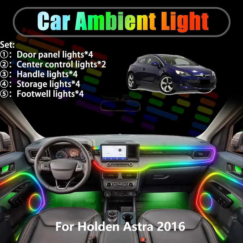 

Для Holden Astra 2016 Opel Vauxhall MK6 2/18: Комплект светодиодной подсветки салона и багажника (USB RGB, с эффектом потока)