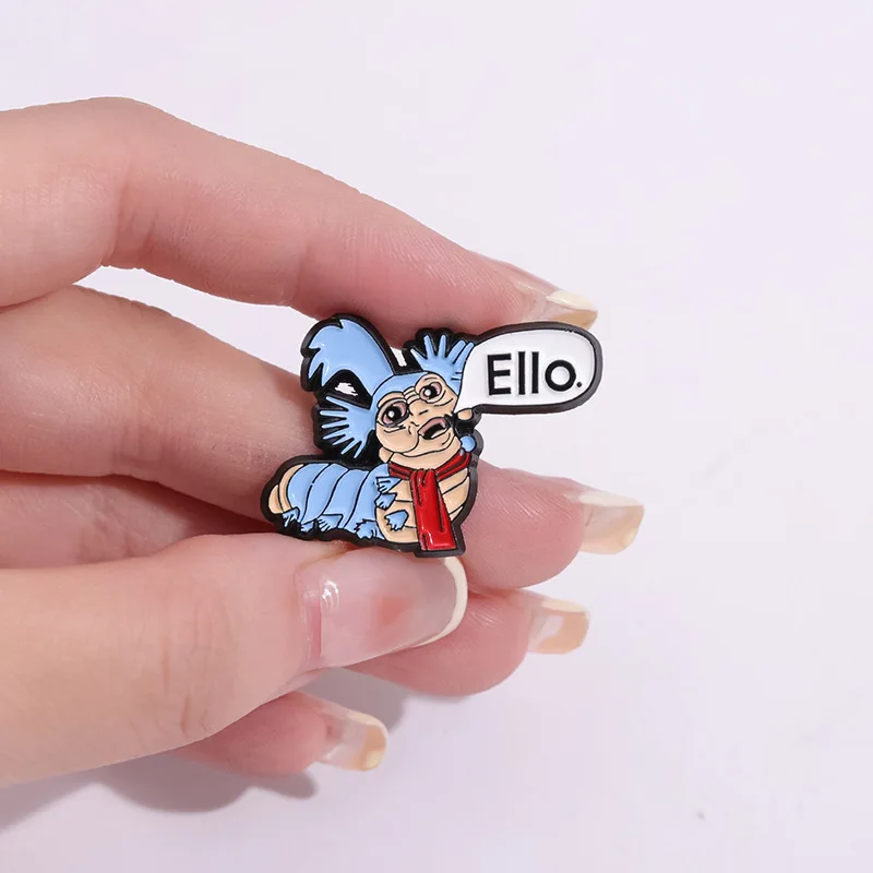 Cartoon Labyrinth Ello Worm Brooch Enamel Pin Creative Retro Film Inspired Badge Lapel Jewelry Gift For Friends Wholesale