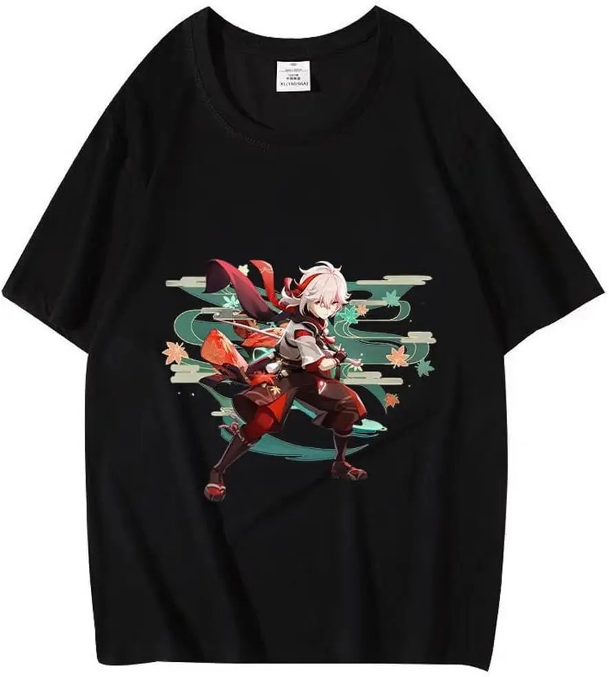 Genshin Impact Print Short Sleeve T-Shirt for Adult Genshin Impact Figure Shirt Casual Anime Genshin Characters Tee