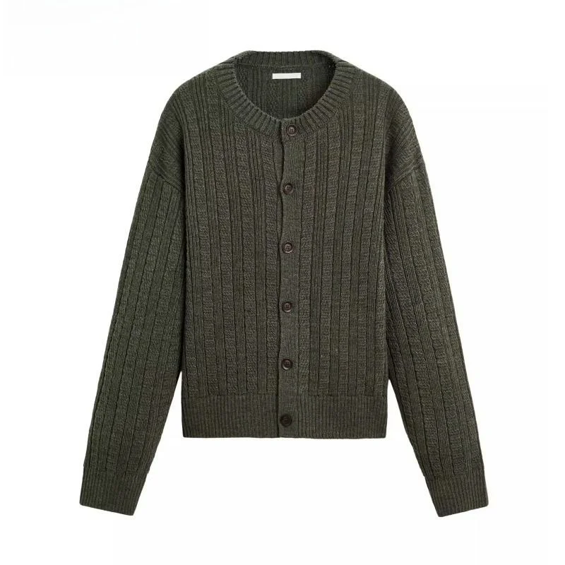 

Spring New Arrival Men's Loose Simple Knitted Long Sve round Ne Cardigan Outerwear Casual Youth Faion Basic Sle