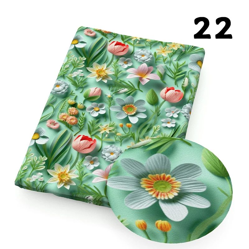 

3D Color Flower Butterflies PU Faux Leather Fabric for Upholstery Bag Sofa Earring Sewing DIY Fashion Accessorie Making Material