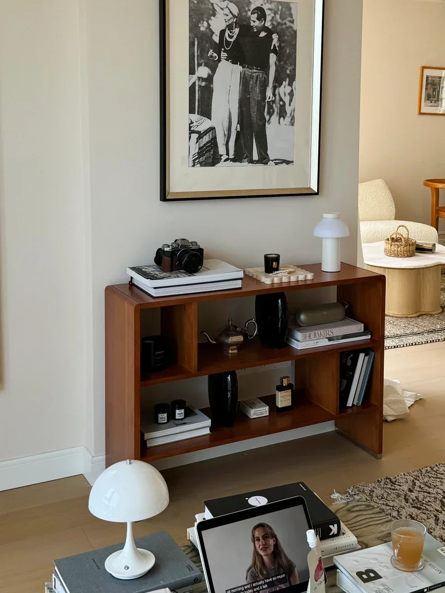 TAO Tao Open Cabinet Partition Cabinet Medieval Solid Wood Bookcase Storage Living Room Mobile Shelf