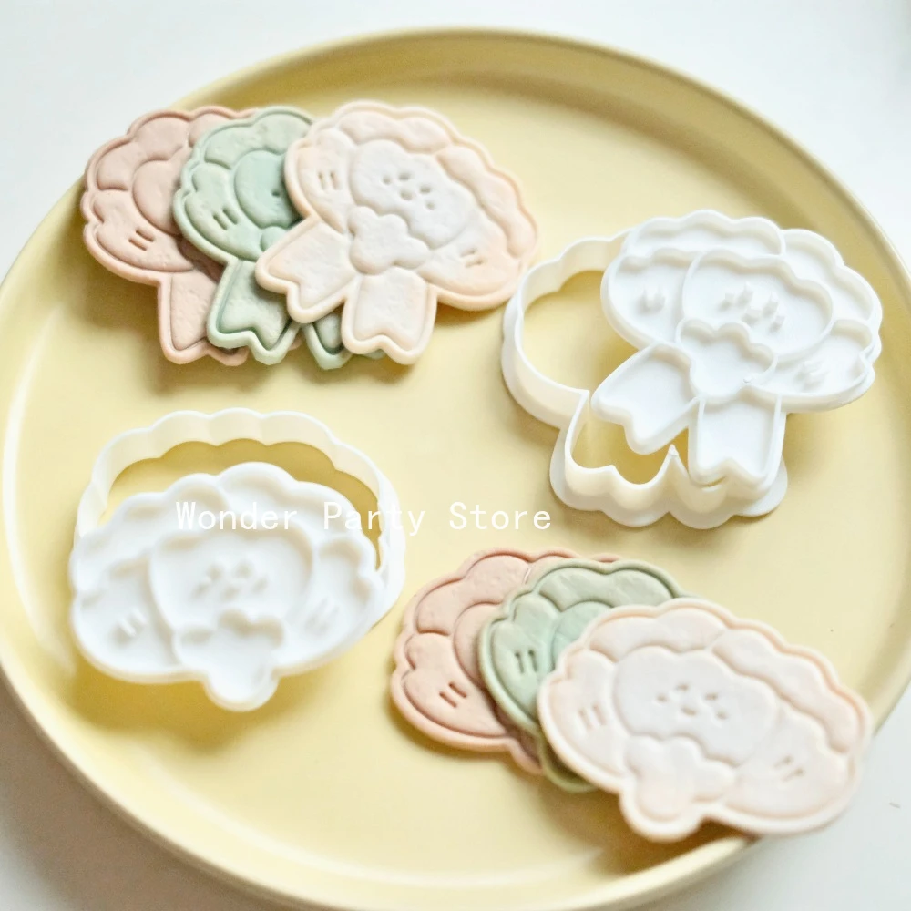 Mother’s Day Carnation Flower Cookie Cutter Flower Cookie Embossed Cookie Mold Thank You Letter Biscuit Stamp Party Pastry Tool