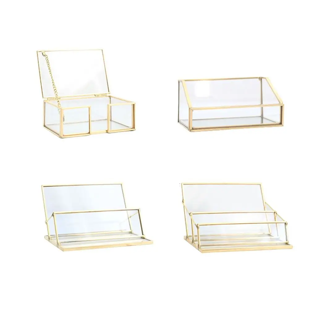 

Metal Glass Business Card Holder Stand Professional Durable Office Name Card Display Stand Elegant