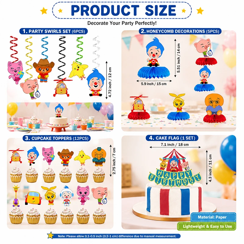 Cartoon-Anime-Kuchendekoration, Themen-Cupcake-Flaggen, Waben-Spiral-Wirbel-Zubehör für Geburtstagsfeier, Geschenk-Komplettset – Detail 2