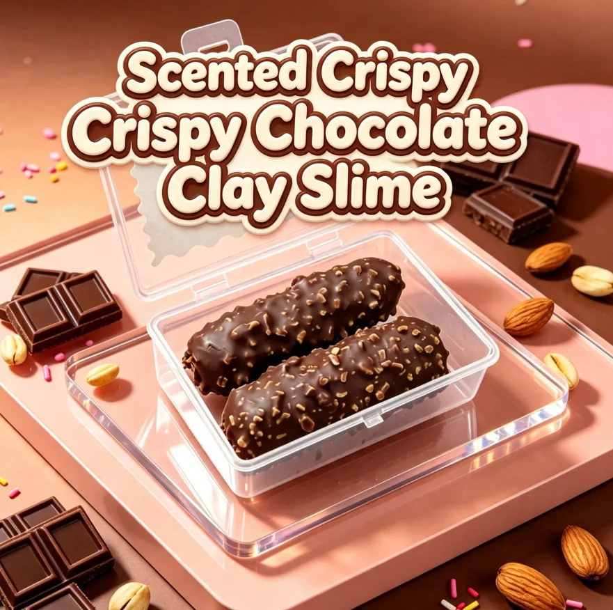 Hazelnut Chocolate Crispy Wax Ball Squishy, Donut Crunch Sound Squeeze Reshaped Handmade Stress Relief Fidget with Storage Box