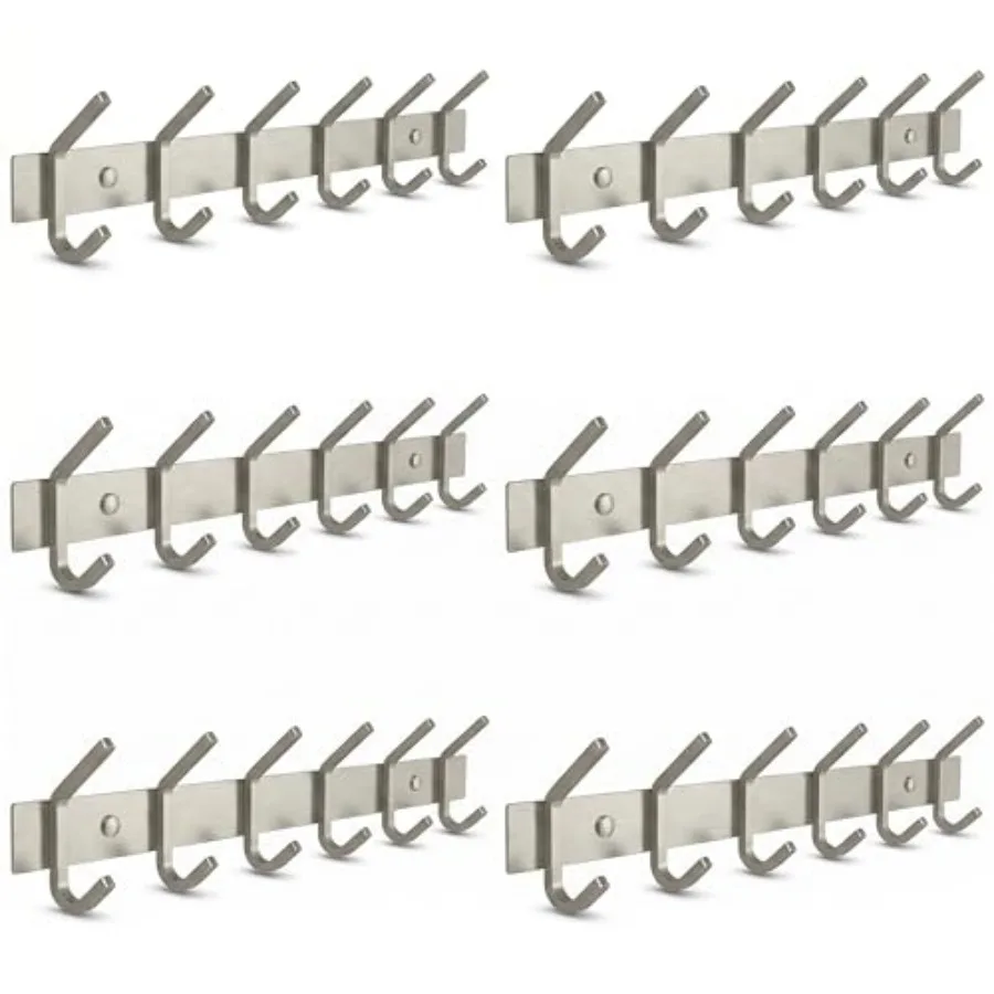 

Coat Rack Wall Mount Brushed Nickel 17 Inch Stainless Steel Hook Rail with Heavy Duty Double Coat Wall Mounted Coat Hanger for