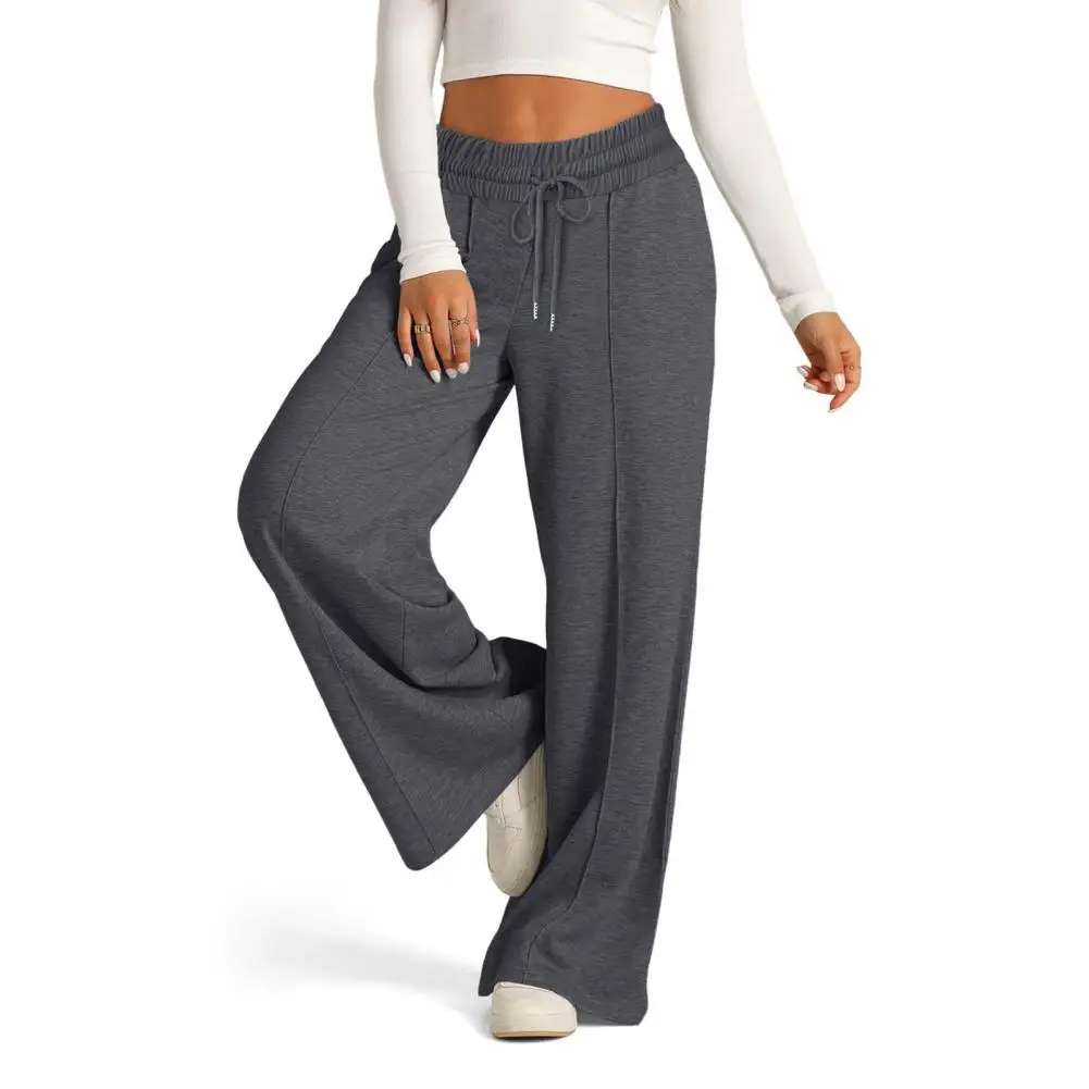 Women Casual Sweatpants Comfortable Women\'s Wide Leg Sweatpants with Elastic Drawstring Waist Pockets for Sport Lounge Wear