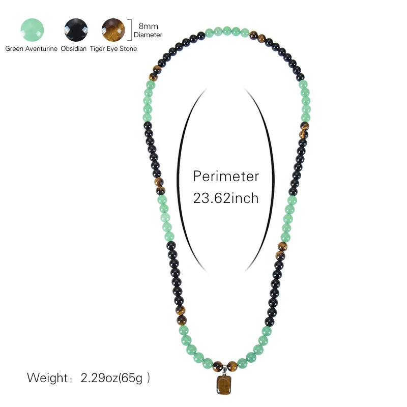 Money Attraction Necklace for Women Green Feng Shui Wealth & Luck Necklace Crystal Protection Tiger Eye Jewelry Spiritual Gifts