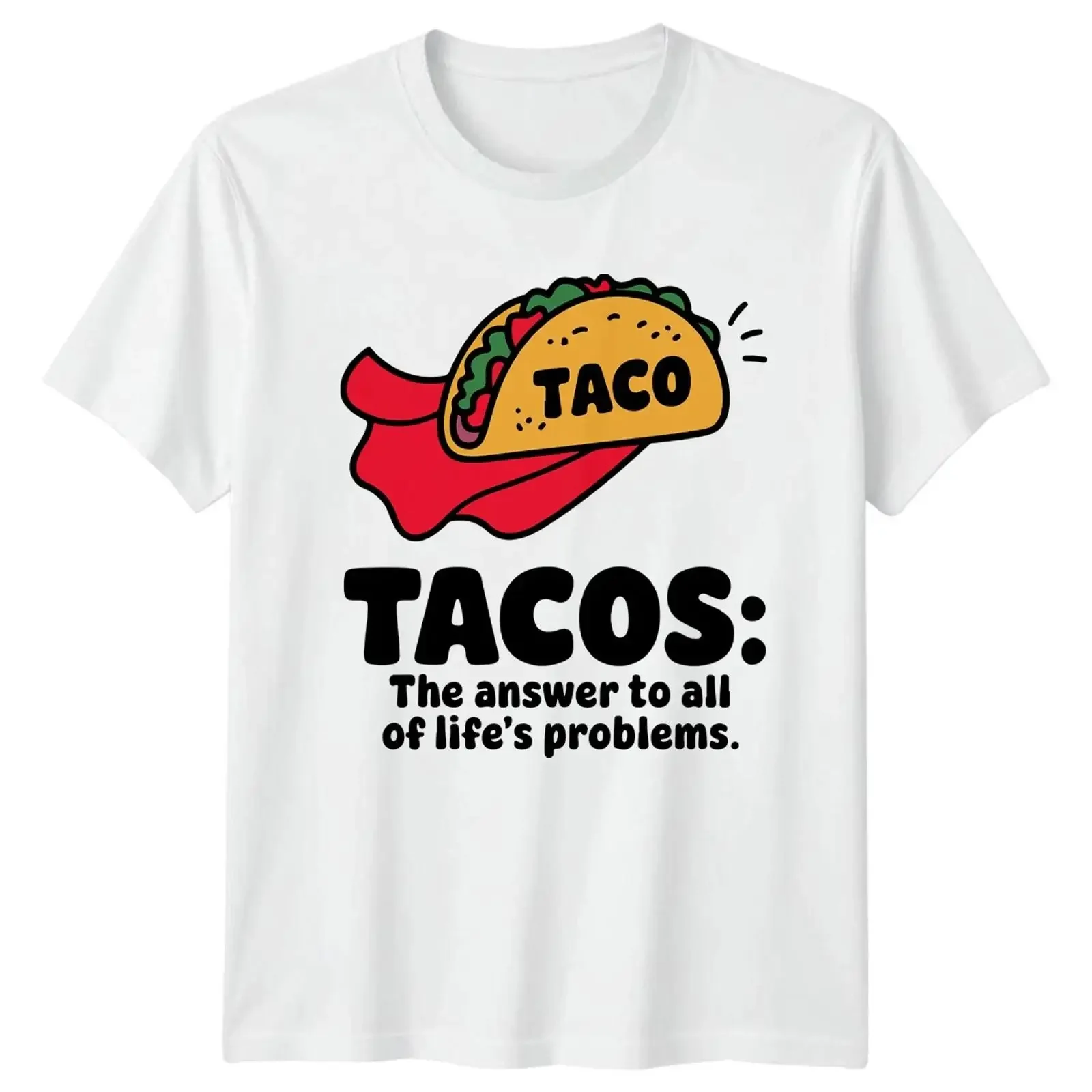 Tacos The Answer To All T Shirt Food Lover Geburtstag Geschenk für Sie und Ihn vintage Washed Top For Everyday Wear homme