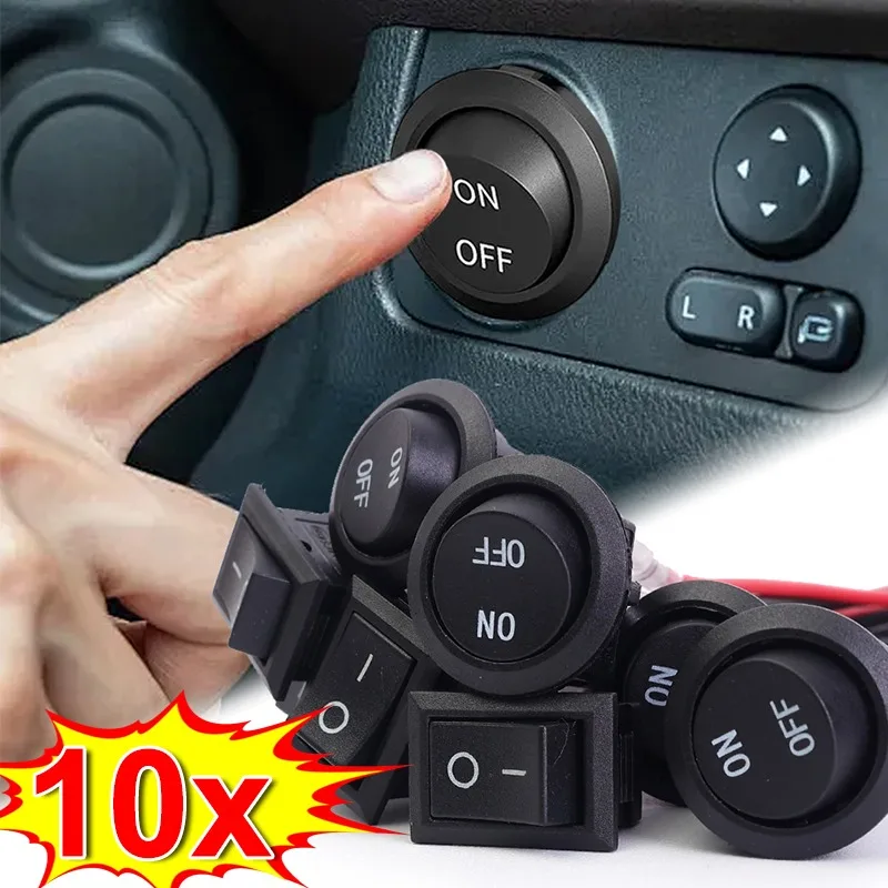 2 Pin Toggle Switch Round Rocker Switch ON/OFF with Wire 12V for Car Boat Modified Motorcycle Boat Switch Cord 1/5/10pcs