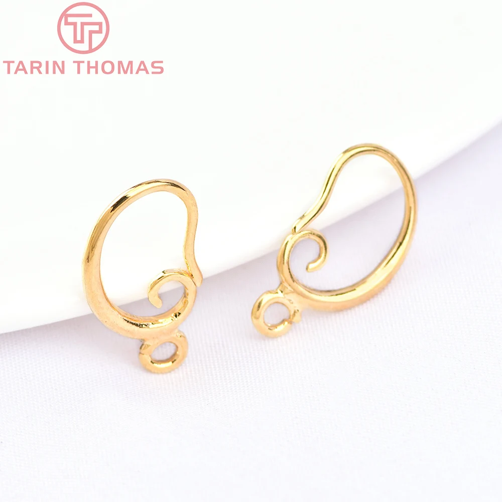 (2399) 12PCS 11x16MM 24K Gold Color Plated Brass Earrings Hooks High Quality Diy Jewelry Accessories