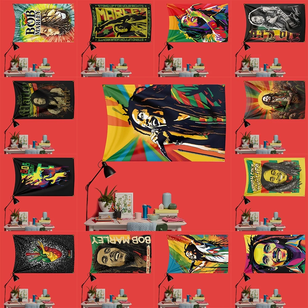 

Bob Marley Inspired Rock Music Flag 3x5 FT 90x150cm Polyester Decorative Banner Tapestry For Music Fans Bedroom Wall Decoration