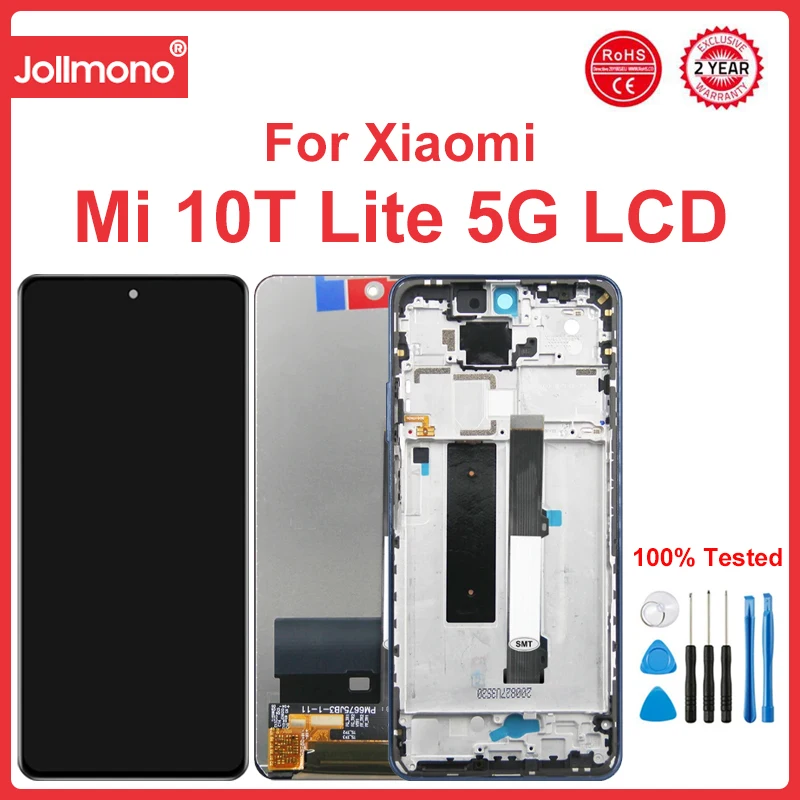 

Дисплей 6,67 дюйма для Xiaomi Mi 10T Lite 5G, ЖК-дисплей, цифровой сенсорный экран в сборе с рамкой для Mi 10T Lite 5G M2007J17G