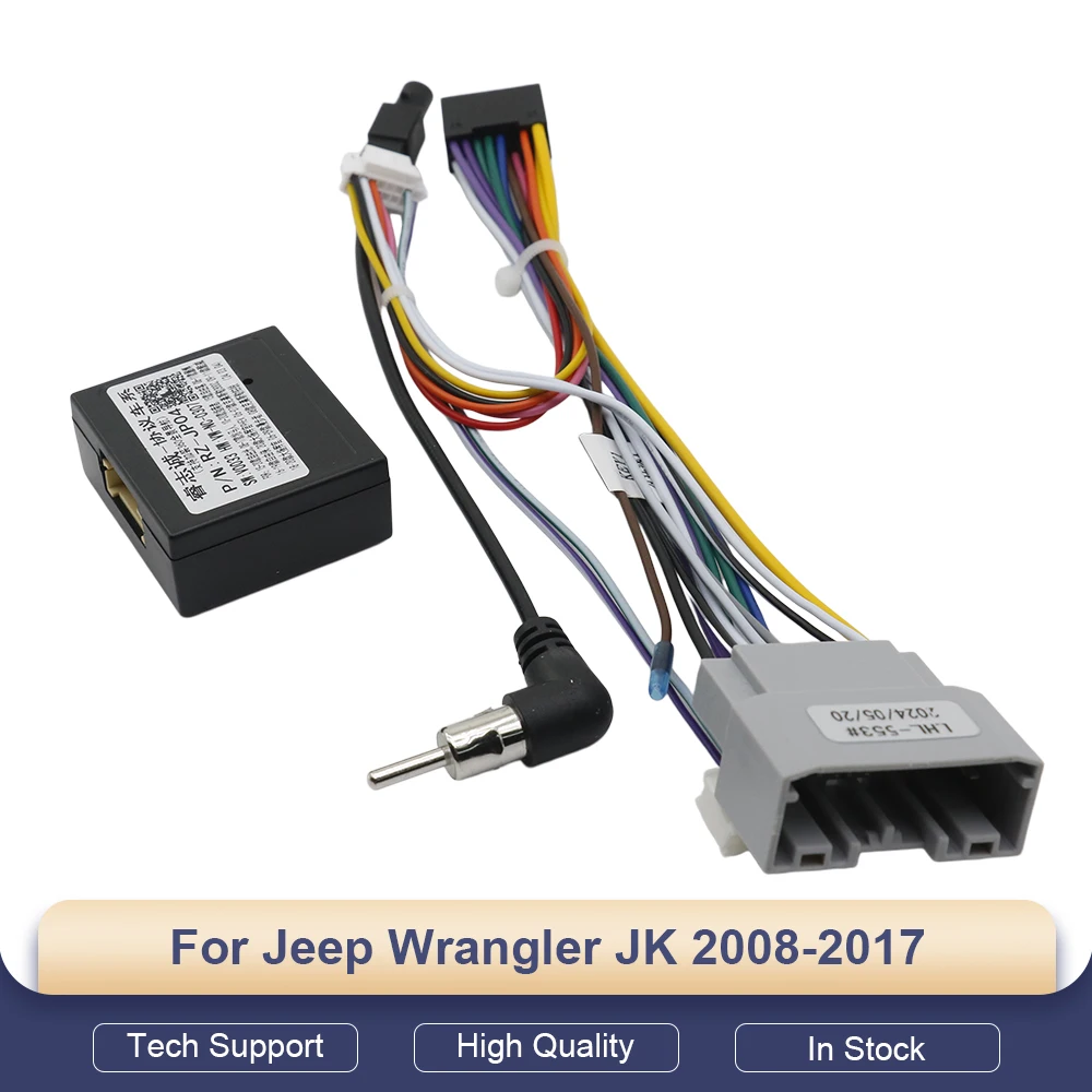 16Pin Android Radio Power Cable Wiring Harness Adapter With Canbus Box Decoder For Jeep Wrangler JK 2008-2017