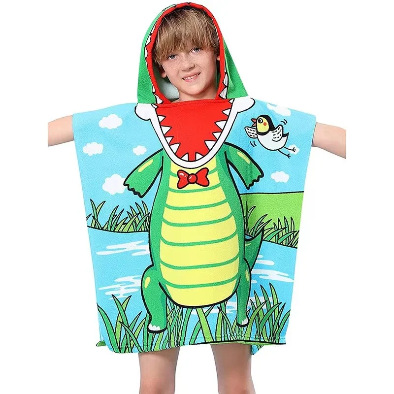 Children\'s 60x120cm Microfiber Bathrobe Cartoon Hooded Absorbent Quick-drying Bathrobe Family Beach Bathrobe